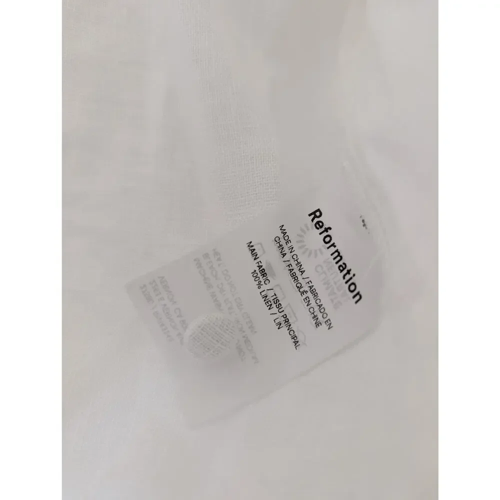 Reformation Linen Puff Sleeve Crop Top White Size 8 Minimalist Luxury Capsule